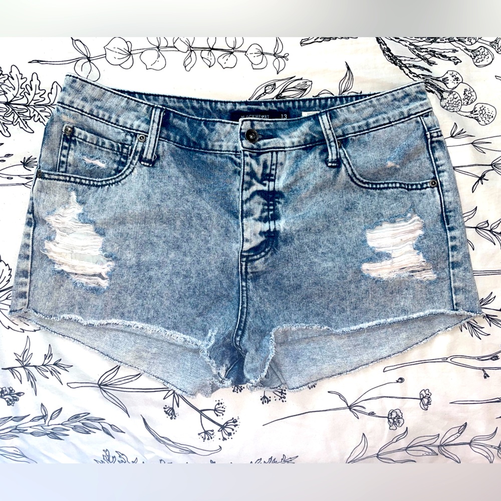 💙 Blackheart High-Rise Ripped Denim Shorts